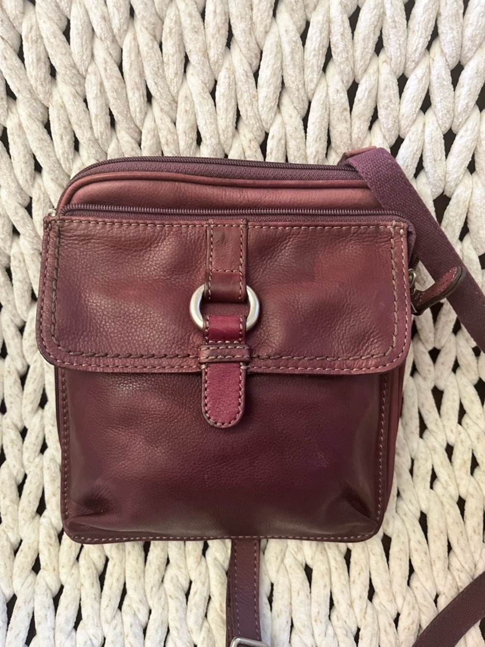 Fossil Burgundy Leather Crossbody Bag